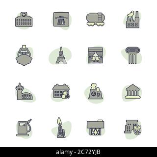 Die Infrastruktur der Stadt Symbole gesetzt Stock Vektor