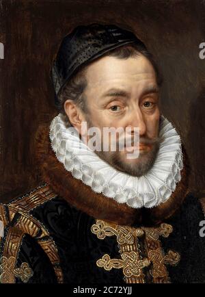 Wilhelm I., Prinz von Oranien (1533 – 1584), Wilhelm der Schweigende oder Wilhelm der Schweigegegegegegegefürte, Wilhelm von Oranien, Hauptführer des Niederländischen Aufstandes gegen die spanischen Habsburger, die den Achtzigjährigen Krieg auslösten (1568–1648) Gemälde von Adriaen Thomasz Key Stockfoto