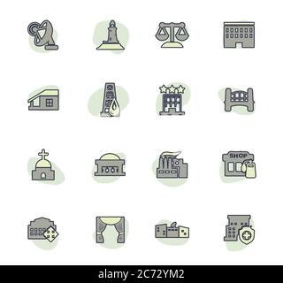 Die Infrastruktur der Stadt Symbole gesetzt Stock Vektor
