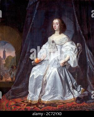 Maria, Prinzessin Royal und Prinzessin von Orange von Bartholomeus van der helst. Maria, Prinzessin Königliche Maria Henrietta (1631 – 1660) Gräfin von Nassau durch Heirat mit Prinz Wilhelm II Stockfoto