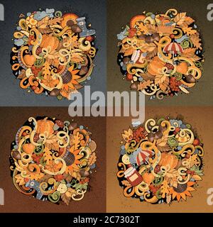Herbst Cartoon Vektor Hand gezeichnete Doodle Illustration Stock Vektor