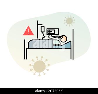 Coronavirus - covid-19 - kritischer Patient - Symbol als EPS 10-Datei Stock Vektor