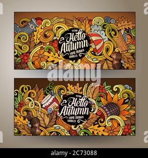 Cartoon-Kritzeleien Herbstbanner Stock Vektor