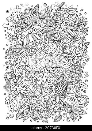 Cartoon niedlichen Kritzeleien handgezeichnete Herbst Illustration Stock Vektor