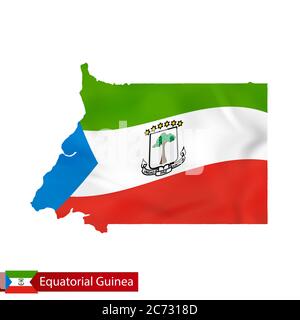 Äquatorialguinea Karte mit wehender Flagge des Landes. Vektorgrafik. Stock Vektor