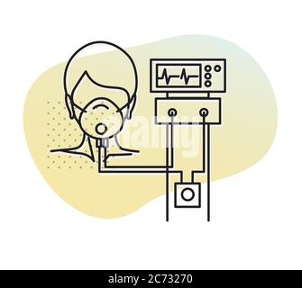 Coronavirus - covid-19 - Patient auf Beatmungsgerät - Symbol als EPS 10-Datei Stock Vektor