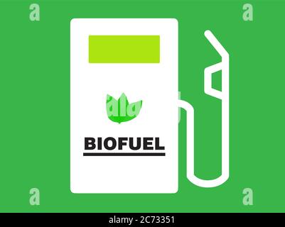 Symbol für Biokraftstoff-Tankstelle mit grünem Hintergrund Stock Vektor