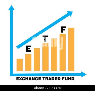 Chart „Exchange Traded Fund“ erfolgreich. Ein börsengehandelter Fonds (ETF) ist ein Korb von Wertpapieren, die an einer Börse handeln, genau wie eine Aktie. Stock Vektor