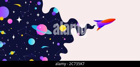 Universum. Motivationsbanner mit Universum Kosmos Stock Vektor