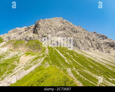 Fantastische Panoramawanderung vom Nebelhorn entlang des Laufbacher Eck über Schneck, Hofats und Oytal Stockfoto
