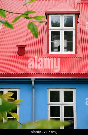 Ein buntes Haus in der Altstadt.Tinganes.Torshavn.Färöer-Inseln.Territorium von Dänemark Stockfoto