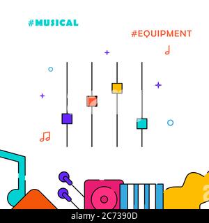 Toningenieur, Mischpult, Equalizer gefüllte Linie Vektor-Symbol, einfache Illustration, Verwandte unteren Rand. Stock Vektor