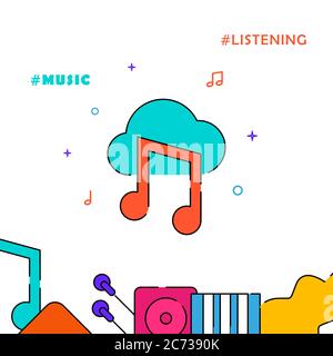 Musik Cloud-Speicher gefüllt Linie Vektor-Symbol, einfache Illustration, Verwandte unteren Rand. Stock Vektor