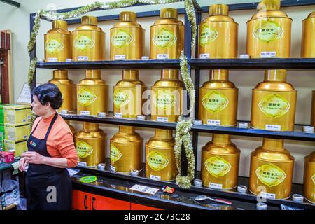 San Francisco Kalifornien, Chinatown, Grant Street, Kanji, Shopping Shopper Shop Geschäfte Markt Kauf Verkauf, Geschäft Geschäfte Business-Unternehmen, Ten Ren Tee Stockfoto