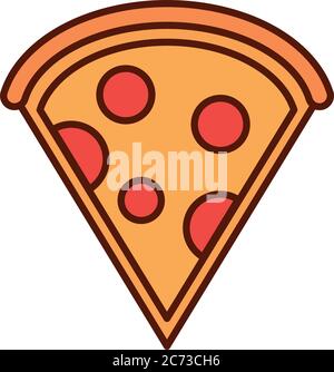 Fast Food Slice Pizza Abendessen und Menü, leckere Mahlzeit und ungesunde Vektor-Illustration Linie und füllen Symbol Stock Vektor