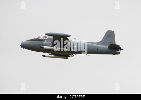 G-SOAF, ein BAC Strikemaster Mk.82A, früher 425 in der Sultan of Oman Air Force und jetzt in Privatbesitz, die Ausstellung bei East Fortune in 2016. Stockfoto