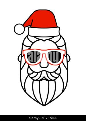 Weihnachtsmann Hut und Sonnenbrille Symbole. Hipster-Style. Stock Vektor