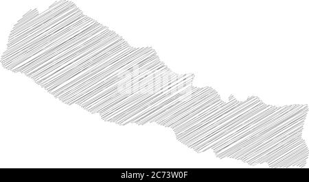 Nepal - Bleistift scribble Skizze Silhouette Karte des Landes mit Schatten fallen gelassen. Einfache flache Vektordarstellung. Stock Vektor