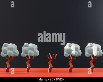 3d-Rendering von Ökologie Problem. Globales Warnungskonzept. Stockfoto