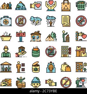 Obdachlose Obdachlosenheim Symbole Vektor flach Stock Vektor