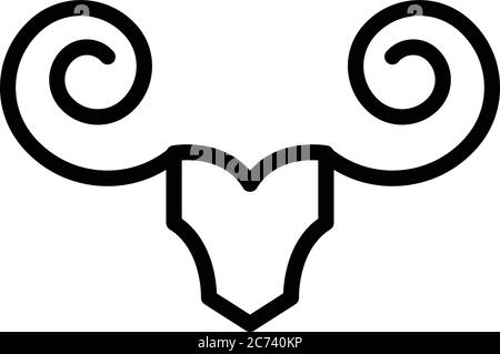 Kopf Gnus Symbol, Umriss Stil Stock Vektor