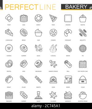 Bäckerei dünne Linie Web-Icons gesetzt. Konturlinie Kontur Symbole Design Stock Vektor