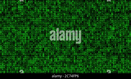 Datenmatrix grün binärer Code, abstrakte Hintergrunddarstellung Stockfoto