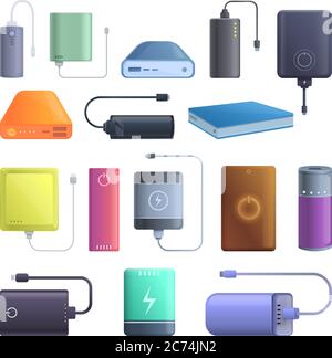 Symbole für Powerbank eingestellt. Cartoon Satz von Power Bank Vektor-Symbole für Web-Design Stock Vektor