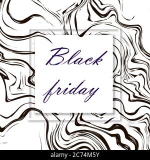 Schwarzer freitag. 3d-Vektor-Quadrat-Rahmen. Papier geschnitten Web-Banner oder Poster. Verkauf Hintergründe mit abstraktem Muster. Blur schwarz-weißen Marmor Hintergrund w Stock Vektor