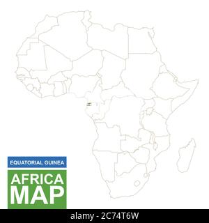 Afrika konturierte Karte mit hervorgehobener Äquatorialguinea. Äquatorialguinea Karte und Flagge auf Afrika Karte. Vektorgrafik. Stock Vektor