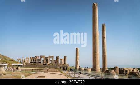 Persapolis, Iran - Mai 2019: Historische Stadt Persapolis in Shiraz, Iran Stockfoto