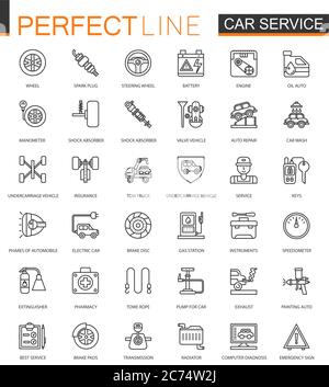 Auto Reparatur Service dünne Linie Web-Icons gesetzt. Kontursymbole für Konturen Stock Vektor