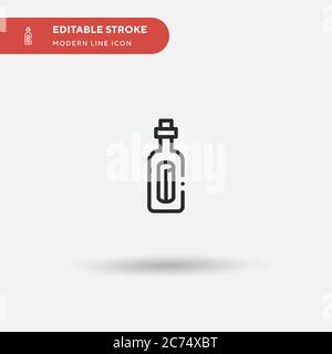 Einfaches Vektorsymbol für die Nachricht in EINER Flasche. Illustration Symbol Design Vorlage für Web mobile UI Element. Perfekte Farbe modernes Piktogramm auf bearbeitbaren Strich. Symbole für die Botschaft in EINER Flasche für Ihr Geschäftsprojekt Stock Vektor