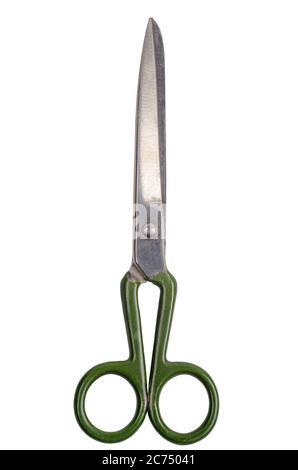Alte Metallschere. Isoliert auf Weiß Stockfoto