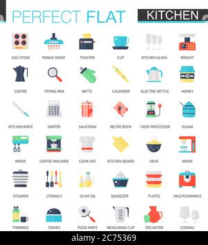 Vektor-Set von flachen Küchen-Symbole isoliert Stock Vektor