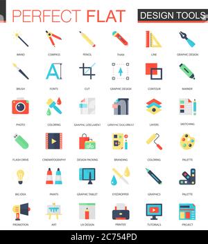 Vektor-Set von flachen App Design-Tools Symbole isoliert Stock Vektor