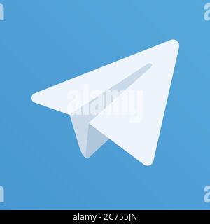 Vektor-Papier Flugzeug-Logo isoliert auf dem blauen Hintergrund Stock Vektor