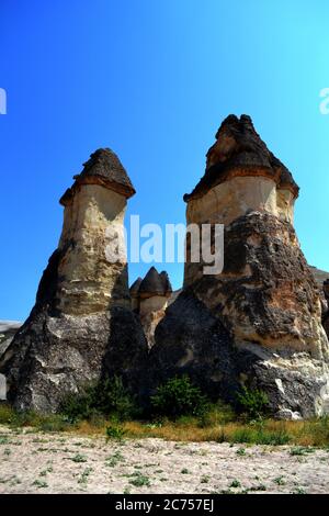 Wunderschöne geschnitzte Naturlandschaften in Kappadokien, Türkei Stockfoto