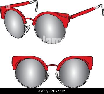 Brille bunte Vektor-Set Illustration. Gläser vecto Set isoliert. Brille Sommer Symbol. Stock Vektor