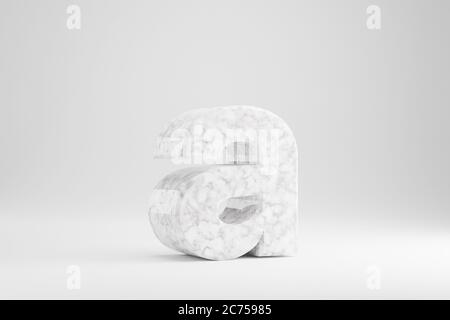 Marmor 3d Buchstabe A Kleinbuchstaben. Weißer Marmorbuchstabe isoliert auf weißem Hintergrund. Glänzendes Marmor Stein Alphabet. 3d-gerendertes Schriftartzeichen. Stockfoto