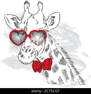 Giraffe Krawatte und Brille. Vektor. Stock Vektor