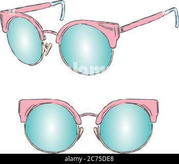 Brille bunte Vektor-Set Illustration. Gläser vecto Set isoliert. Brille Sommer Symbol. Stock Vektor