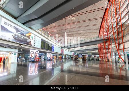 Peking, China - 1. Oktober 2019: Terminal 3 des Pekinger Hauptstadtflughafens (PEK) in China. Stockfoto