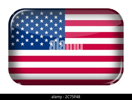 Vereinigte Staaten von Amerika Web-Symbol Rechteck-Taste mit Beschneidungspfad Stockfoto