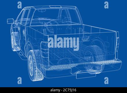 Silhouetten des Autos. 3D-Illustration Stockfoto