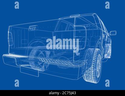 Silhouetten des Autos. 3D-Illustration Stockfoto