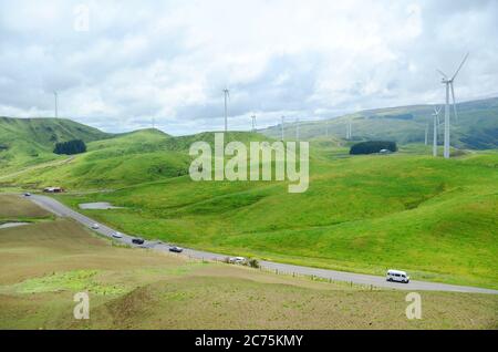 Te Apiti Wind Farm, Ruahine Ranges, Manawatu, Nordinsel, Neuseeland Stockfoto