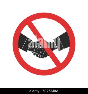 Handshake verboten Vektor isoliert Zeichen. Das Symbol „Händeschütteln mit infizierten Personen ist verboten“ Stock Vektor