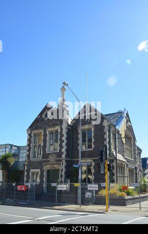 Erdbebenschäden an historischen Gebäuden. Christchurch, Neuseeland. Stockfoto