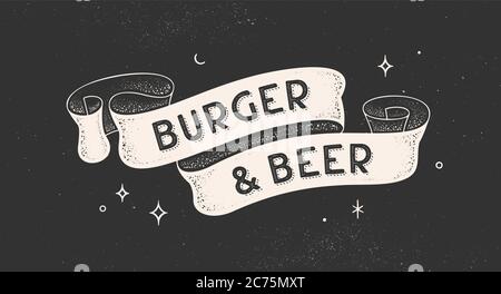 Burger und Bier. Vintage-Band Stock Vektor